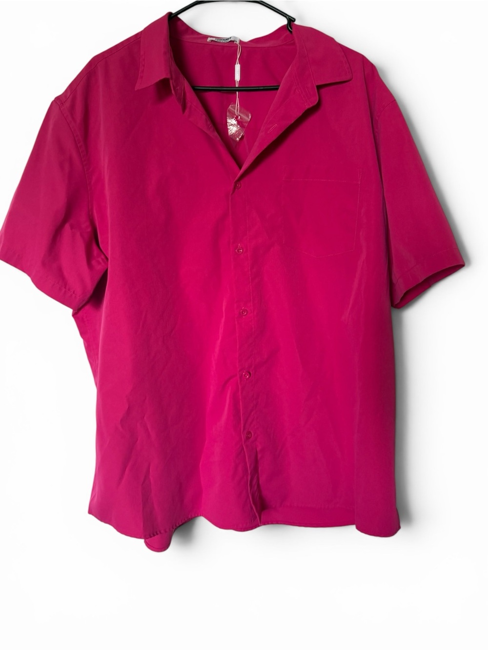 COOFANDY 2XL Hot Pink Camp Collar Button Up Shirt Casual Resort Vacation